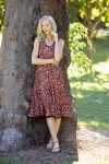 Womens, midi, Flamenco Dress, sleeveless, 100% Cotton, hand block print. In natural red, Rubira