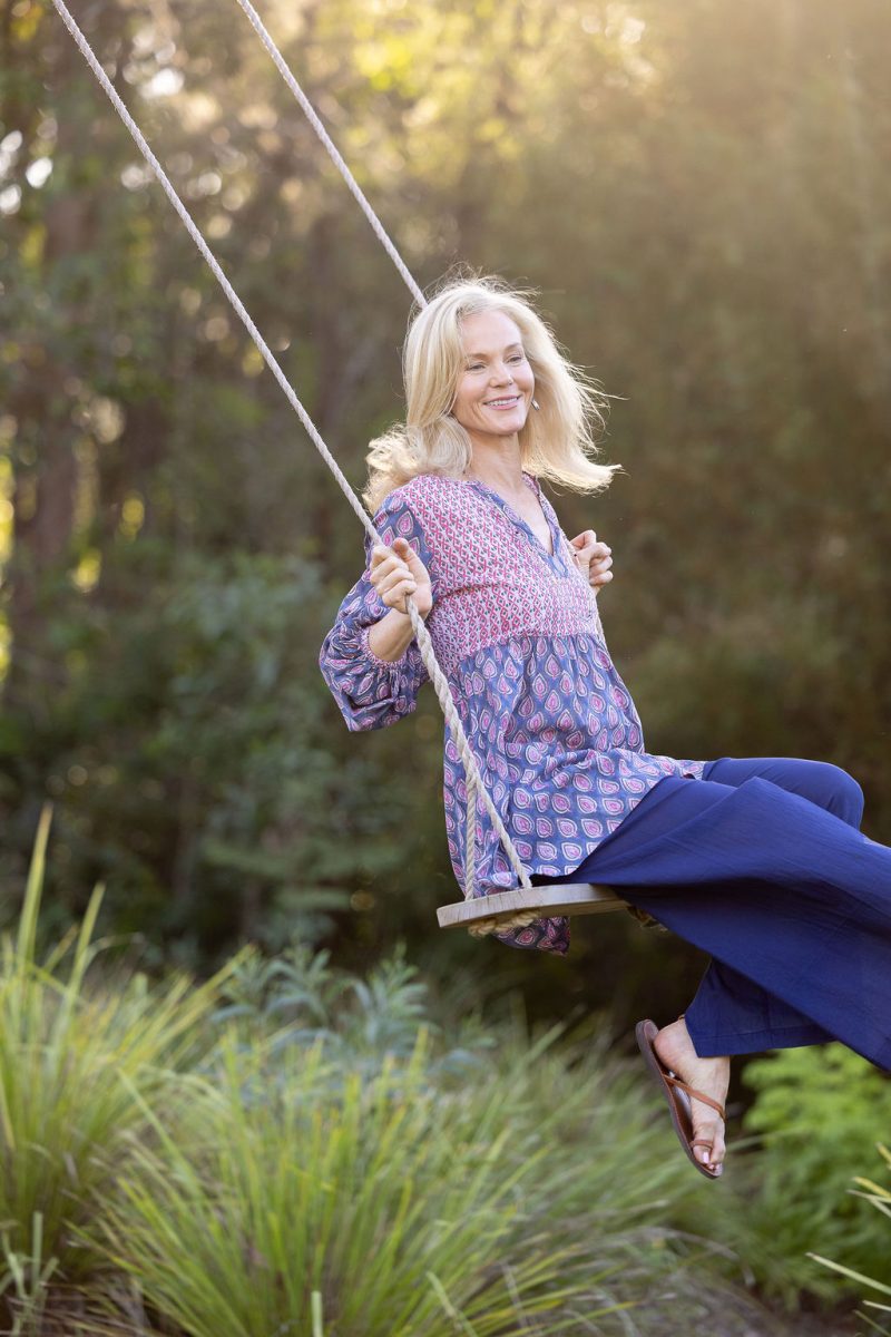 Womens, mini or blouse, with sleeves, 100% Cotton, hand block print. In Lavender Pink - Anjali print.