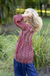 Womens, mini or blouse, with sleeves, 100% Cotton, hand block print. Aztec Red - Tavira