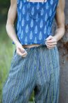 Womens Pants, 100% Cotton, Hand Block Print, Summer. Sol Pants in Blue | Green - Viridis.