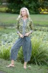 Womens, Mandalay blouse, 7/8 sleeve, 100% cotton, hand block print, in Sepia & Green, Verde Sol