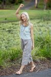 Womens Pants & Top, 100% Cotton, Hand Block Print, Summer. Sol Pants in Natural Kassis Check, Vayana top in Rhapsody.