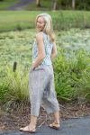 Womens Pants & Top, 100% Cotton, Hand Block Print, Summer. Sol Pants in Natural Kassis Check, Vayana top in Rhapsody.