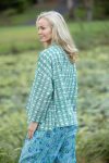Womens, Lotus Jacket, full sleeve, 100% cotton, hand block print. In a Green Lotus print - Jade