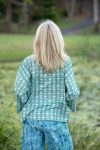 Womens, Lotus Jacket, full sleeve, 100% cotton, hand block print. In a Green Lotus print - Jade