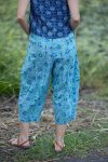 Womens Pants, 100% Cotton, Hand Block Print, Summer. Sol Pants in Soft Oceanic Blue - Amara