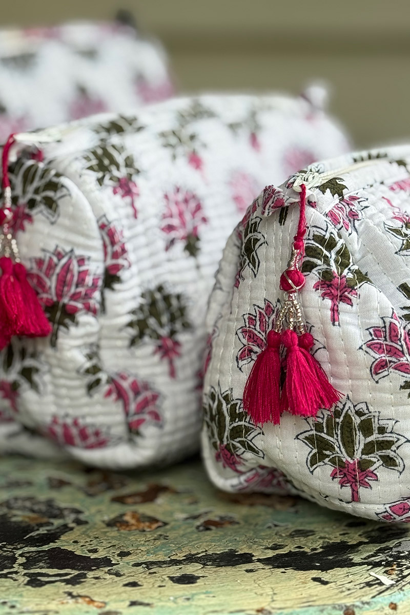 Wash Bags, accessories, Hand block prints, plastic lined with inside - Mira