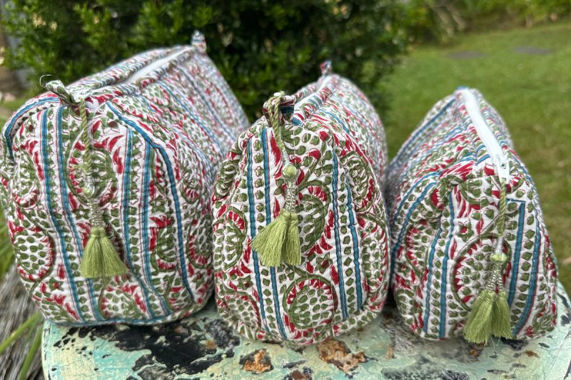 Wash Bags, accessories, Hand block prints, plastic lined with inside - Farah