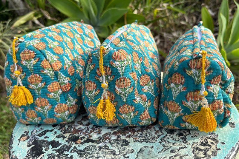 Wash Bags, accessories, Hand block prints, plastic lined with inside - Kora