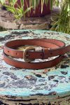 Buffalo leather belt, slimline with a classic brass buckle