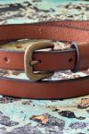 Buffalo leather belt, slimline with a classic brass buckle