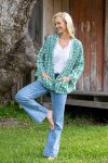 Womens, Lotus Jacket, full sleeve, 100% cotton, hand block print. In a Green Lotus print - Jade