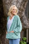 Womens, Lotus Jacket, full sleeve, 100% cotton, hand block print. In a Green Lotus print - Jade