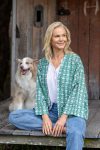 Womens, Lotus Jacket, full sleeve, 100% cotton, hand block print. In a Green Lotus print - Jade