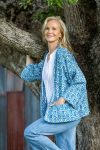 Womens, Lotus Jacket, full sleeve, 100% cotton, hand block print. Paisley print - Blue Henna