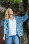 Womens, Lotus Jacket, full sleeve, 100% cotton, hand block print. Paisley print - Blue Henna