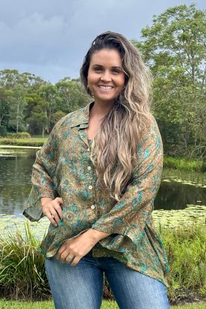 Womens, Vintage Sari Amira blouse, Silk, Earthy Green, Myrtle