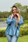 Womens, Vintage Sari Amira blouse, wool/silk, indigo blue, Indigo Fossil
