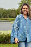 Womens, Vintage Sari Amira blouse, wool/silk, indigo blue, Indigo Fossil
