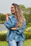Womens, Vintage Sari Amira blouse, wool/silk, indigo blue, Indigo Fossil