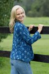 Womens, Tilbra Jacket, long sleeve, 100% cotton corduroy, hand block print. In natural Indigo Lila