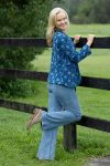 Womens, Tilbra Jacket, long sleeve, 100% cotton corduroy, hand block print. In natural Indigo Lila