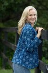Womens, Tilbra Jacket, long sleeve, 100% cotton corduroy, hand block print. In natural Indigo Lila