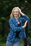 Womens, Tilbra Jacket, long sleeve, 100% cotton corduroy, hand block print. In natural Indigo Lila